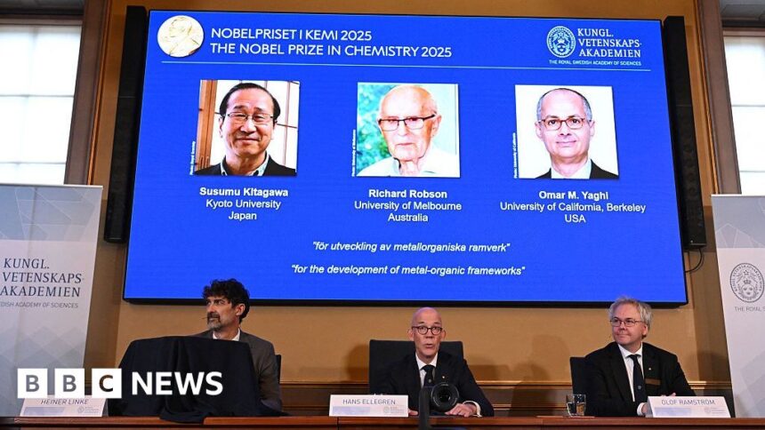 chemistry nobel awarded to three scientists for their work on metal organic frameworks 68e63ef83d078