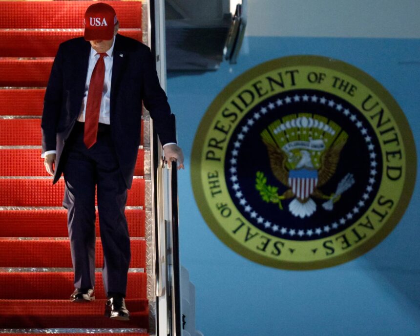 fbi investigates after hunting stand was found near where trump exits air force one 68f63e2ab83f1