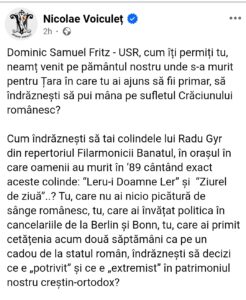 Nicolae Voiculeț explodează public după decizia lui Dominic Fritz: „Nu îți permiți să pui mâna pe sufletul Crăciunului românesc!” 2 Screenshot 20251127 211900 Chrome