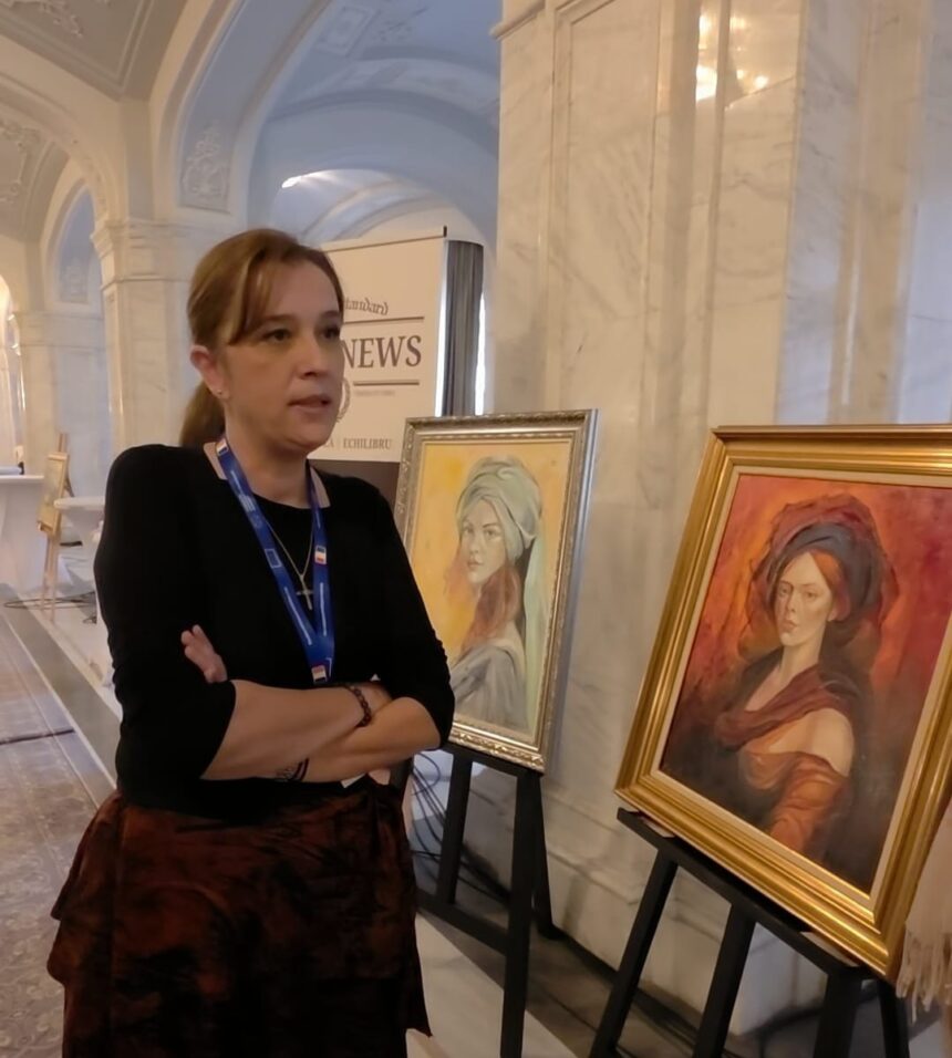Tablou realizat de Magda Urse cu pigment recreat din albastru de Voroneț