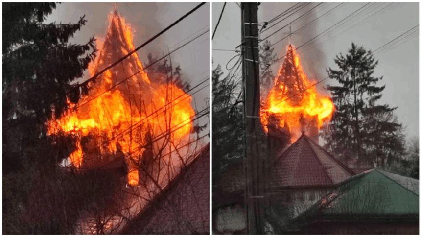 bacau arde biserica din luncani pompierii intervin pentru stingerea focului 692c42c706771