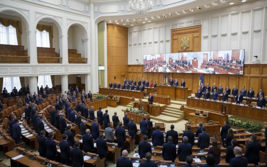 Sedinta comuna a Parlamentului Romaniei in care este prezentata motiunea de cenzura impotriva Guvernului Bolojan