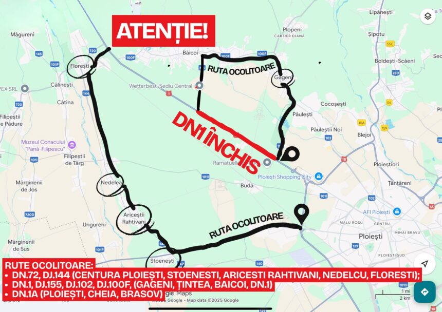 se inchide circulatia pe dn1 care sunt rutele alternative 691edb848250a