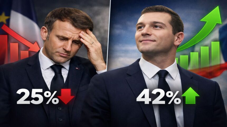 Emmanuel Macron și Jordan Bardella, simbol al schimbării de putere politică în Franța pe fondul scăderii încrederii publice