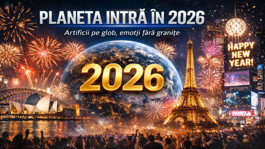 Artificii de Anul Nou pe glob, marcând intrarea planetei în 2026