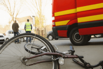 Scena accident biciclist