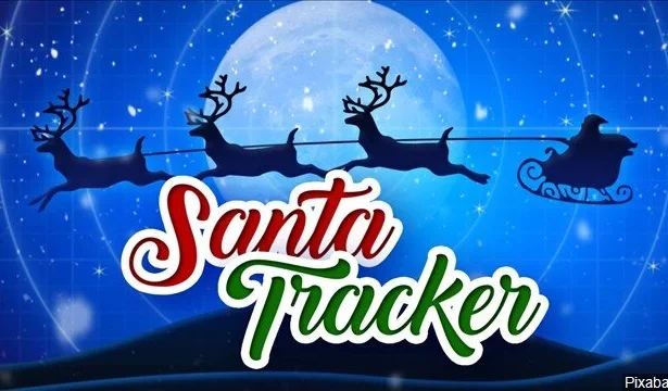 Ilustrație simbolică cu sania lui Moș Crăciun traversând globul în Ajunul Crăciunului