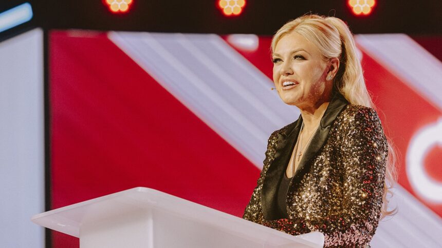 erika kirk welcomes attendees to first americafest since husbands death endorses jd vance for president 6944c85842c2e