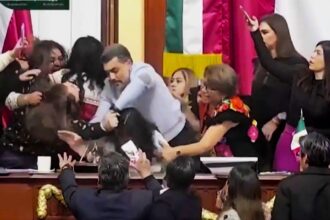 mexican lawmakers filmed pulling hair and shoving each other during heated congress floor debate 694175b7c8021