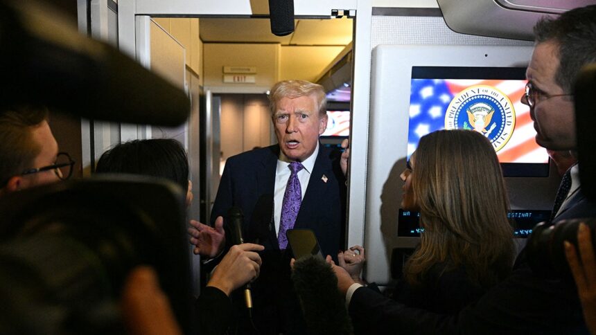 trump mocks cbs reporter on air force one as he defends mri results 692dc3d6a6a8b