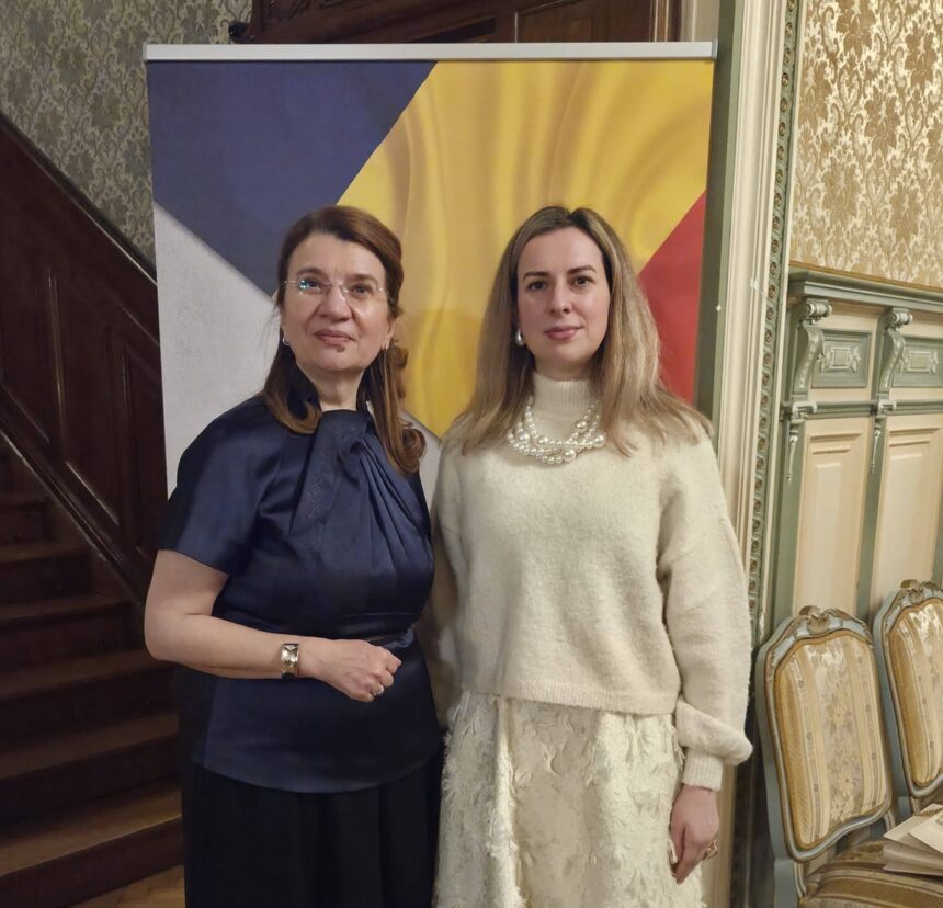 Dumitrița Albu la evenimentul „Întrevederi literare”, organizat de Ambasada României în Regatul Belgiei, la Bruxelles