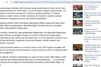 Atlas News cited by Al-Ahram in an article on diplomatic relations between Romania and Egypt