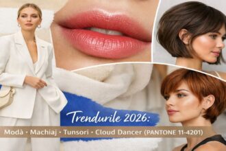 Trendurile anului 2026 în modă și beauty: ținute feminine în nuanța Cloud Dancer, machiaj natural și tunsori moderne pentru femei