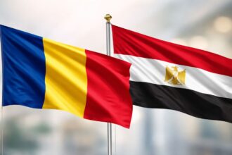 Romania and Egypt diplomatic relations, national flags, 120 years of bilateral cooperation and cultural partnership