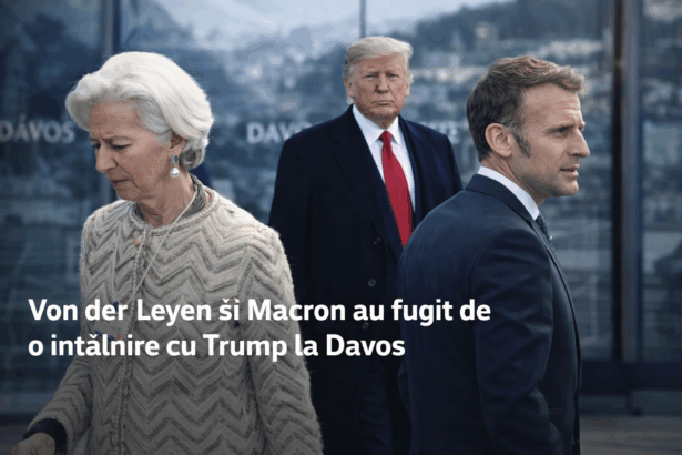Ursula von der Leyen și Emmanuel Macron, în contextul tensiunilor transatlantice de la Davos