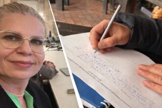 Deputatul Gabriela Porumboiu în timpul inițiativei civice de strângere de semnături împotriva taxei de parcare din Craiova