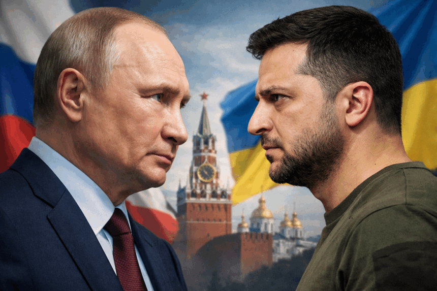 Vladimir Putin și Volodimir Zelenski, în contextul unei posibile întâlniri la Moscova, pe fondul implicării diplomatice a lui Donald Trump