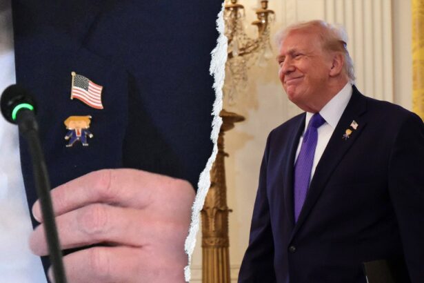 trump wears happy trump pin alongside american flag during white house oil executive meeting 6961845855562