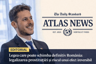 Daniel Hagen în vizual editorial Atlas News despre legea BP3/2026 și impactul legalizării prostituției asupra României
