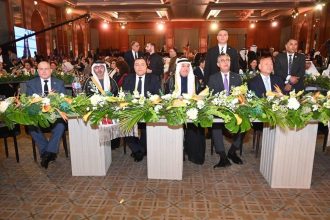 Kuwaiti Ambassador Ghanem Saqr Al-Ghanem speaking at the Kuwait National Day and Liberation Day celebration in Cairo