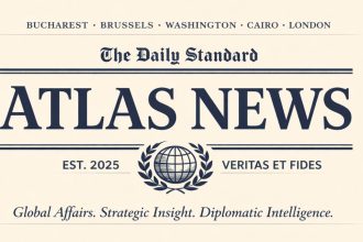 Atlas News editorial identity symbolizing strategic analysis, diplomacy and Romania’s role in global affairs