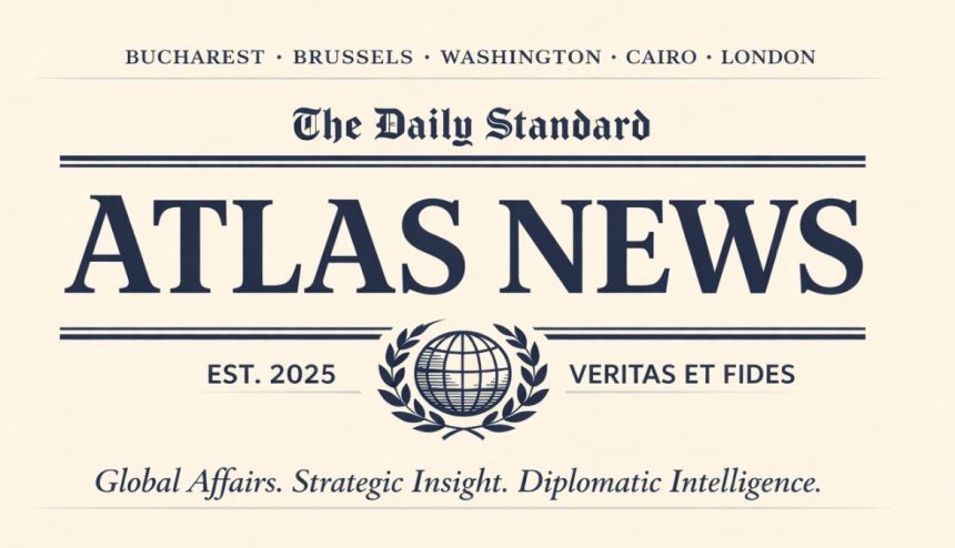 Atlas News editorial identity symbolizing strategic analysis, diplomacy and Romania’s role in global affairs