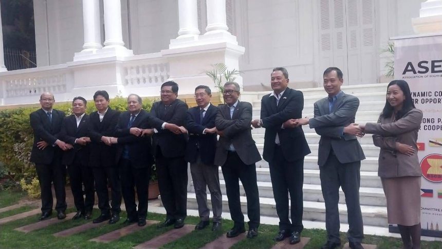 ASEAN ambassadors and Egyptian diplomats attending a Ramadan Iftar hosted by the Indonesian Embassy in Cairo.
