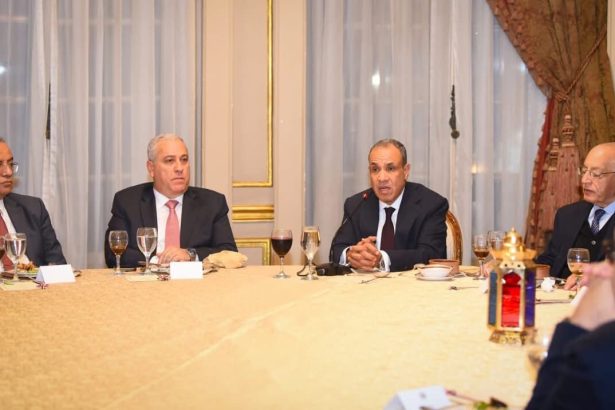 Egyptian Foreign Minister Badr Abdel-Aty discussing regional security and diplomatic efforts during a high-level media meeting in Cairo