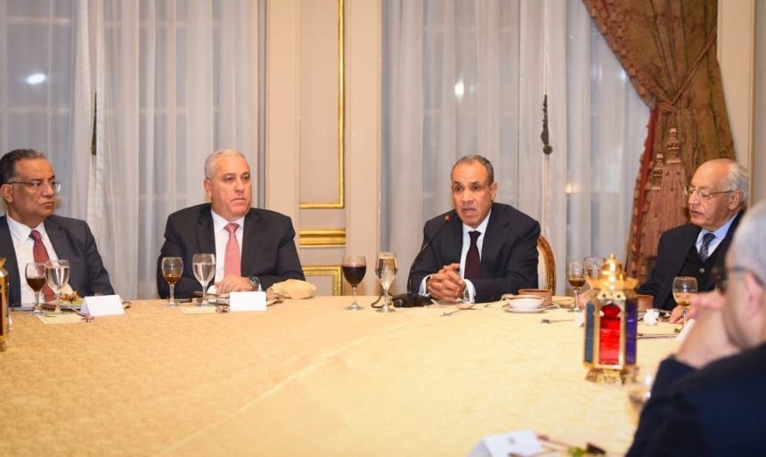 Egyptian Foreign Minister Badr Abdel-Aty discussing regional security and diplomatic efforts during a high-level media meeting in Cairo