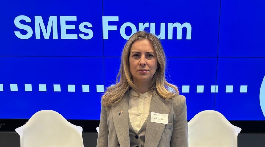 Dumitrița Albu la SMEs Forum 2026 Bruxelles discutând despre sprijinul pentru IMM-urile românești în context european