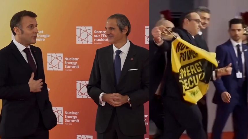 de ce cumparati energie nucleara din rusia activistii greenpeace l au confruntat pe macron pe scena summitului nuclear din franta 69b02642e5190