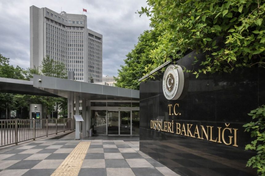 Entrance of the Turkish Ministry of Foreign Affairs in Ankara, featured in an Atlas Diplomatic analysis on the long-term performance and strategic relevance of Turkish diplomacy.