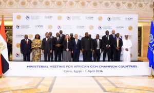 African ministers and representatives attend the Cairo meeting on migration governance and safe mobility on April 1.