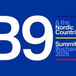Official B9 and Nordic Countries Summit Bucharest 2026 logo on a blue background, featuring the large “B9” mark and the text “& the Nordic Countries Summit Bucharest 2026”