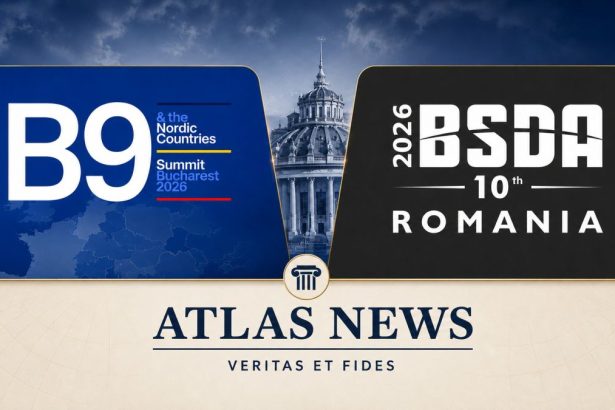 B9 Summit in Bucharest at the Cotroceni Presidential Palace, bringing together NATO and Nordic leaders, with Atlas News present at the event and BSDA 2026.țărilor nordice și prezența Atlas News la eveniment.
