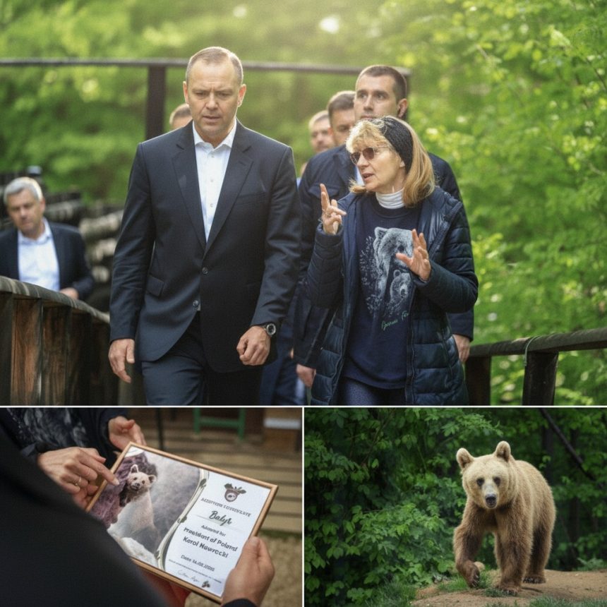 edited presedintele poloniei a adoptat un urs in timpul vizitei in romania pentru summitul b9 faceti cunostinta cu batyr 6a064eb39ca4f