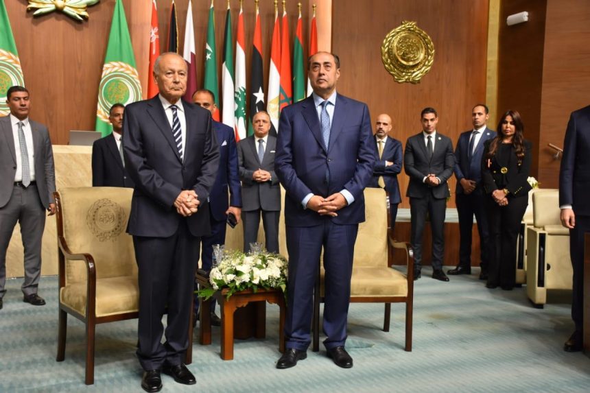 Arab League farewell ceremony for Ahmed Aboul Gheit and Ambassador Hossam Zaki at the General Secretariat in Cairo.