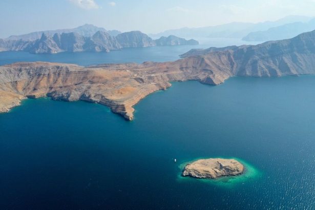 Commercial vessels transiting the Strait of Hormuz as Oman opens a toll-free temporary maritime corridor in coordination with the IMO.