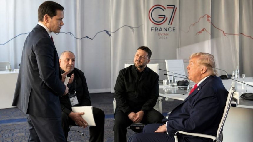 Leaders at the G7 Évian summit engaged in accelerated diplomacy and bilateral meetings