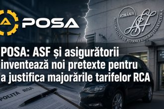 Reprezentare a pieței RCA din România, cu service auto, documente de despăgubire și sigla ASF, pe tema transparenței privind regia proprie.