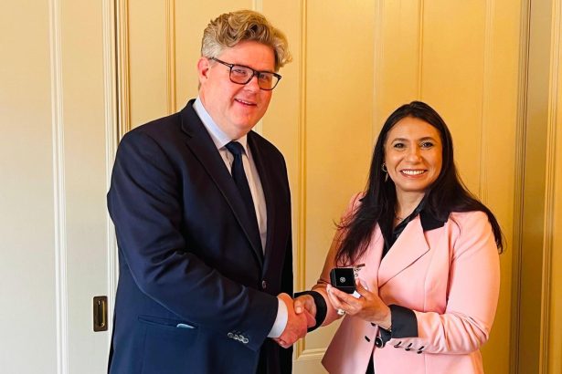 Egyptian Ambassador Naglaa Naguib meets Swedish Minister of Justice Gunnar Strömmer in Stockholm to discuss Egypt-Sweden judicial and police cooperation.