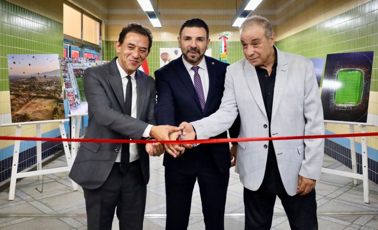 Photo exhibition “Mexico 2026: Where Football Beats” at Cairo Metro’s Stadium Station presenting Mexican football culture ahead of the FIFA World Cup 2026.