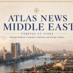 Atlas News Middle East — coperta redacției de la Cairo, cu panoramă a Nilului, skyline-ul capitalei egiptene și deviza Veritas et Fides