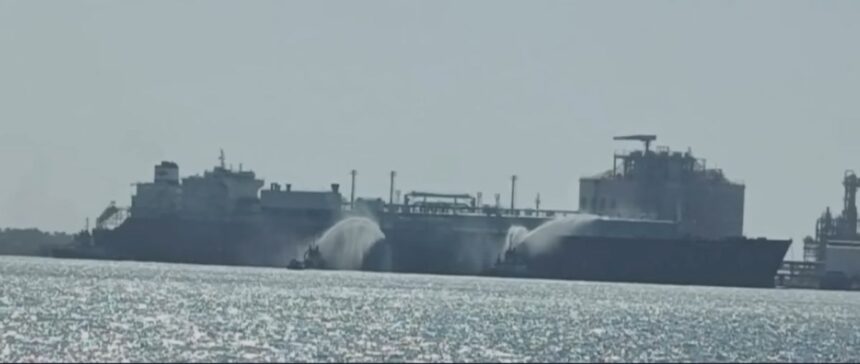 LNG vessels and energy infrastructure in Egypt’s port of Damietta following the maritime security incident.