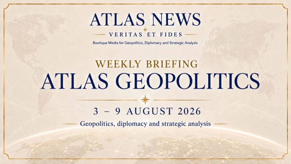 Atlas Geopolitical Brief, 3–9 August 2026 – five key dossiers covering the Red Sea, Black Sea, China, NATO 3.0 and the Mecca Pact.