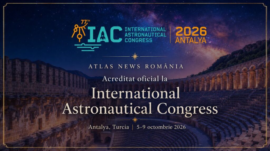Congresul Internațional de Astronautică IAC 2026 Antalya — acreditare de presă Atlas News România acordată de Federația Internațională de Astronautică