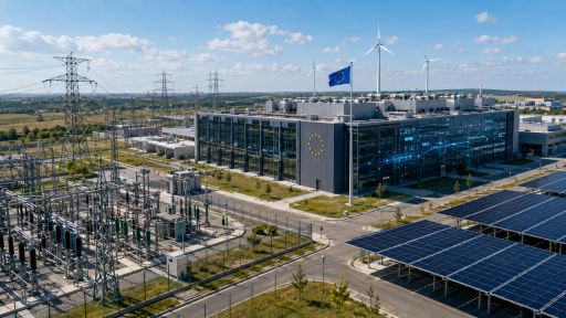 European digital sovereignty and data centre infrastructure with AI systems cloud servers and energy grids symbolising the tension between technological autonomy and high electricity costs