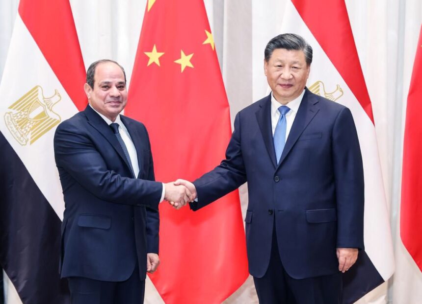 In this photo taken on December 8, 2022, Chinese President Xi Jinping meets with Egyptian President Abdel Fattah al-Sisi in the Saudi capital, Riyadh.