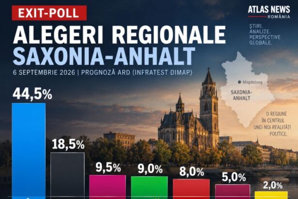 Exit-poll alegeri regionale Saxonia-Anhalt 2026 AfD 44,5%, CDU 18,5%, Die Linke 9,5%, Verzii 9%, SPD 8%, BSW 5% și FDP 2%.