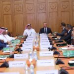 Arab League representatives and the delegation of the Council of Arab Cybersecurity Ministers during a meeting on strengthening regional cybersecurity cooperation and building a secure and trusted Arab cyberspace.